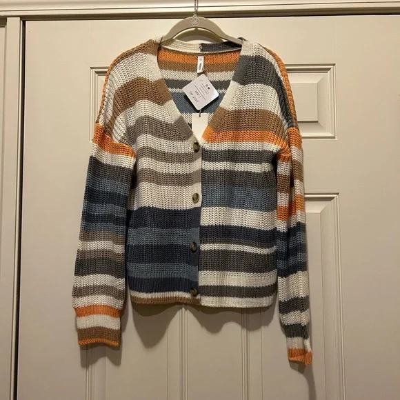 NWT Wishlist Multi Color Striped Cardigan - Picture 1 of 5